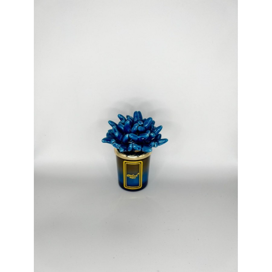 Candele profumate particolari bomboniere Melaverde fiore in ceramica blu